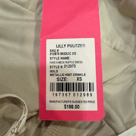 Lilly Pulitzer Faye Dress Size XS Gold Metallic Ruffles NWT - Picture 12 of 15